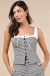 Lulus Erica Black And White Gingham Button-front Top In Black And White