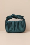 Lulus Essential Style Emerald Green Satin Knot Handle Clutch Bag In Emerald Green