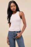 Lulus Essential Update Beige Ribbed Tank Top In Beige