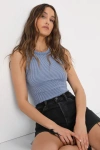 Lulus Essential Update Slate Blue Ribbed Tank Top In Slate Blue