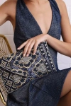 Lulus Etched In Stone Navy Blue Beaded Clutch In Navy Blue