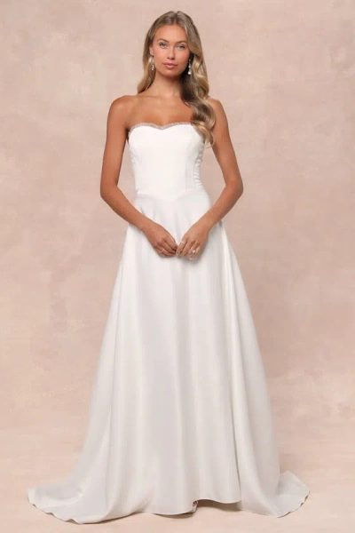 Lulus Eternal Gratitude White Floral Embroidered Strapless Maxi Dress