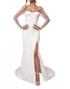 Lulus Eternally Beloved Mesh Off-the-shoulder Pearl Maxi Dress - Petite In White In White