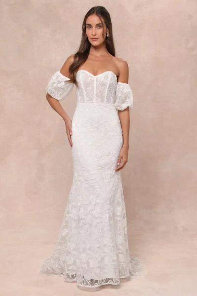 Lulus Everlasting Muse White Embroidered Off-the-shoulder Maxi Dress