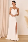 Lulus Everlasting Promise White Notched Backless Mermaid Maxi Dress In White