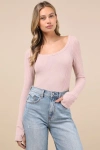 Lulus Everyday Design Blush Pink Long Sleeve Top In Blush Pink