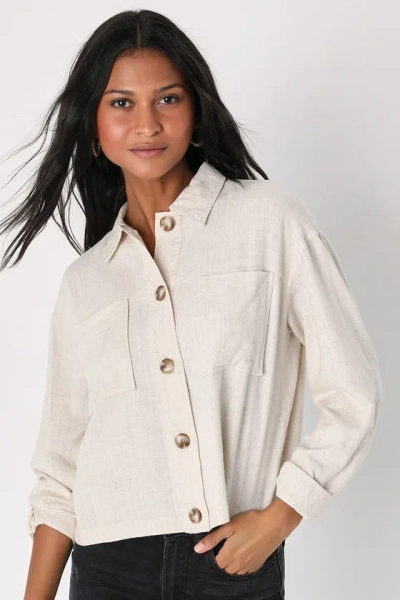 Lulus Everyday Enjoyment Beige Lightweight Linen Jacket