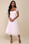 Lulus Exceedingly Elegant Pink Floral Applique Bustier Midi Dress In Pink