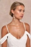 Lulus Exceedingly Elevated Gold Pearl Rhinestone Drop Earrings In Gold