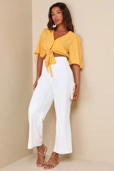 Lulus Exceptional Bliss White Crochet Lace High-rise Pants