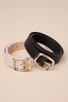Lulus Exceptional Finish Black And Ivory Two-piece Belt Set In Black And Ivory