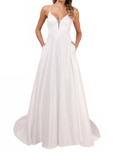 LULUS EXCEPTIONAL PASSION SATIN CUTOUT MAXI DRESS WITH POCKETS IN WHITE