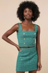 Lulus Exceptional Season Green Tweed Lurex Sequin Mini Skirt In Green