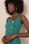 Lulus Exceptional Season Green Tweed Lurex Sequin Sleeveless Top In Green