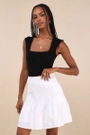 Lulus Exceptional Sweetie White Pintuck High-rise Mini Skirt In White