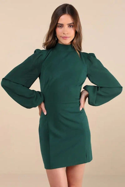 Lulus Exceptionally Flirty Green Long Sleeve Backless Mini Dress
