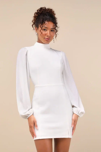 Lulus Exceptionally Flirty White Long Sleeve Backless Mini Dress