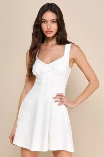 Lulus Exceptionally Loved White Bustier Skater Mini Dress