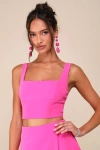 LULUS EXCEPTIONALLY STYLED HOT PINK LACE-UP TWO-PIECE SKORT ROMPER