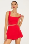 Lulus Exceptionally Styled Red Lace-up Two-piece Skort Romper