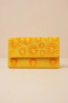 Lulus Exclusive Presence Yellow Beaded Floral Clutch In Yellow
