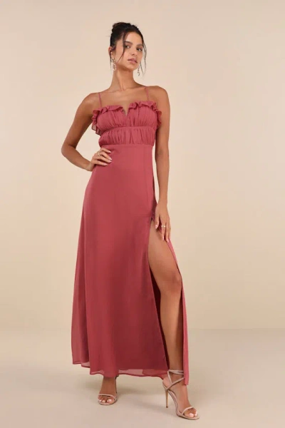 Lulus Exemplary Beauty Rusty Rose Sleeveless Tie-back Maxi Dress In Pink