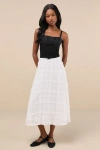 Lulus Expert Sweetness White Textured A-line Midi Skirt In White
