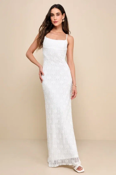 Lulus Exquisite Perfection Ivory Lace Sleeveless Mermaid Maxi Dress