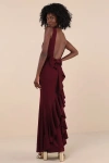 Lulus Exquisite Refinement Plum Purple Backless Bow Ruffled Maxi Dress In Plum Purple