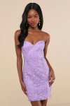 Lulus Exquisite Sensation Lavender Embroidered Strapless Mini Dress In Purple
