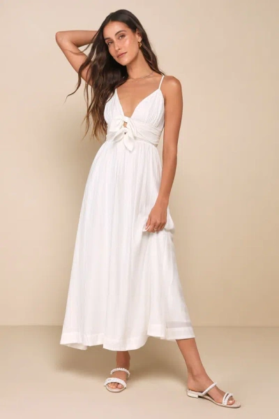 Lulus Extravagant Cutie White Bow Sleeveless Midi Dress