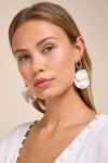 Lulus Eye-catching Essence White Petal Statement Earrings In White