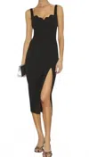 Lulus Fabulous Desires Scalloped Bodycon Midi Dress In Black In Black