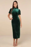 Lulus Fabulous Intuition Emerald Velvet Backless Column Midi Dress In Green