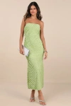 Lulus Faelyn Light Green Strapless Ruffled Midi Dress