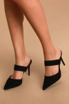 Lulus Faire Black Suede Pointed-toe Mules In Black