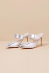 Lulus Faire Silver Pointed-toe Mules In Silver