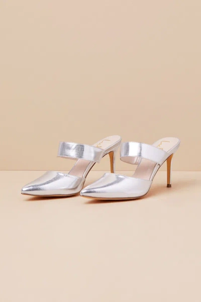 Lulus Faire Silver Pointed-toe Mules