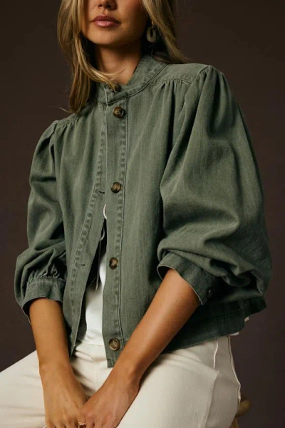 Lulus Fairfax Olive Green Button-up Bomber Jacket