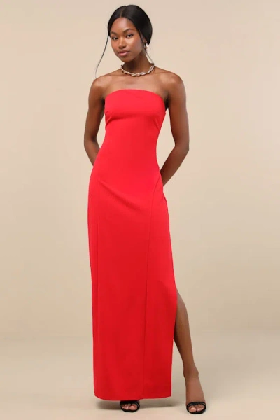 Lulus Famous Icon Red Strapless Column Maxi Dress