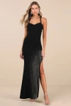 Lulus Fareeda Black Rhinestone Backless Mermaid Maxi Dress In Black