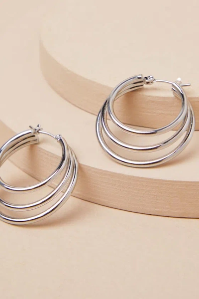Lulus Fargo Silver Layered Hoop Earrings In Metallic