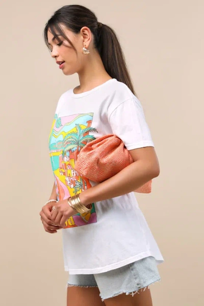 Lulus Fashionable Favorite Orange Woven Ruched Oversized Clutch