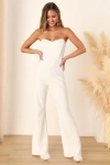 Lulus Fashionista Nights Ivory Strapless Bustier Wide-leg Jumpsuit In Ivory