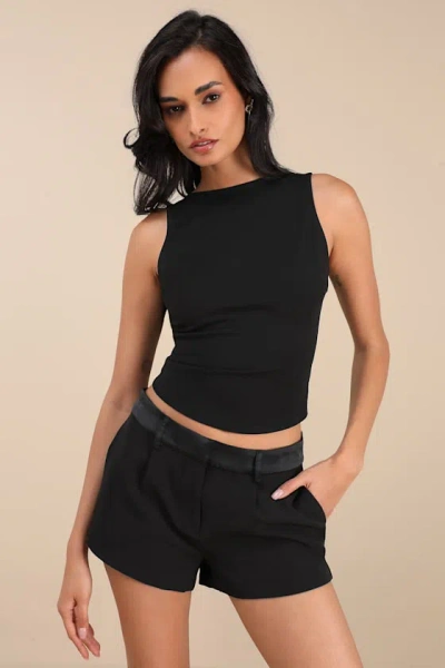 Lulus Fatima Black Backless Bow Top