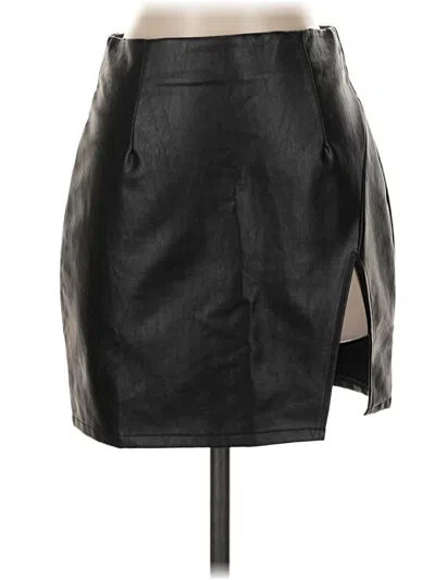 Pre-owned Lulus Faux Leather Skirt In Black