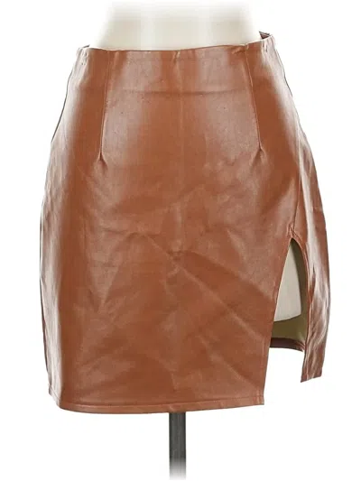 Pre-owned Lulus Faux Leather Skirt In Brown
