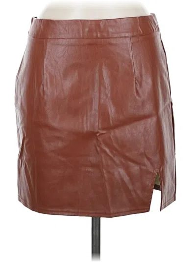 Pre-owned Lulus Faux Leather Skirt In Brown