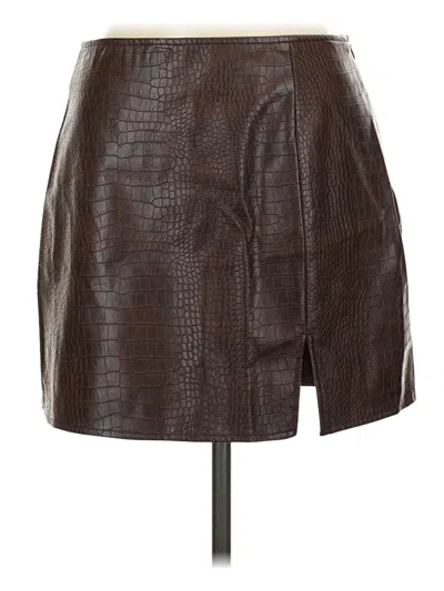 Pre-owned Lulus Faux Leather Skirt In Brown