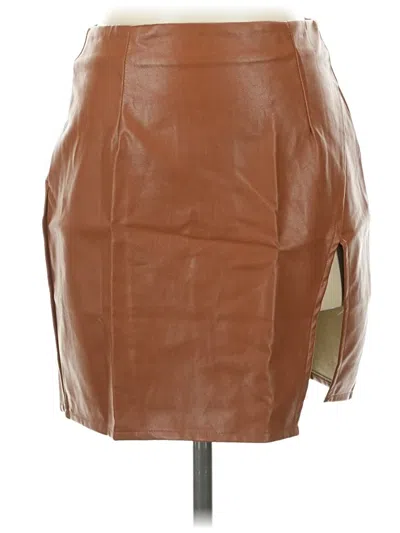 Lulus Faux Leather Skirt In Brown